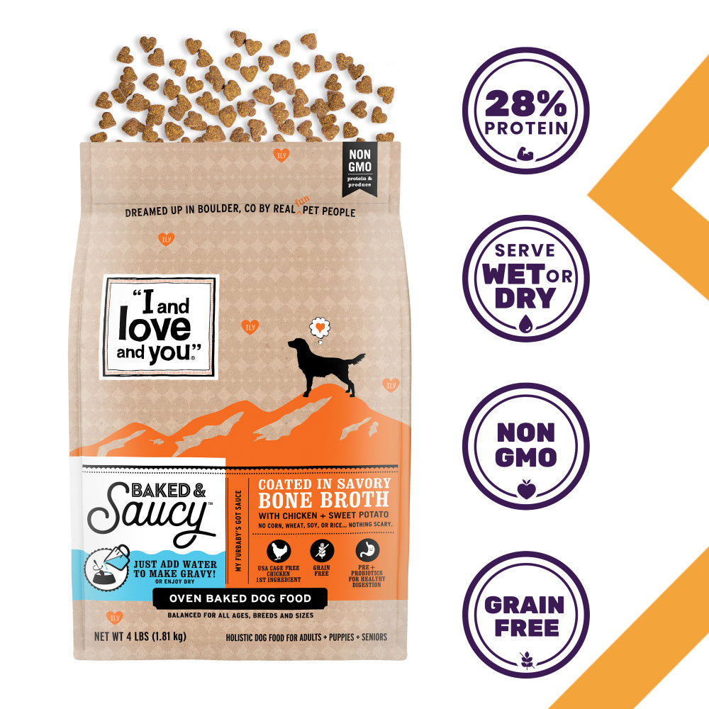 I And Love And You Baked & Saucy Dry Dog Food Chicken + Sweet Potatoes 4LB