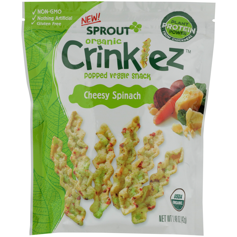 Sprout Organic Crinklez Cheddar Spinach Popped Veggie Snack