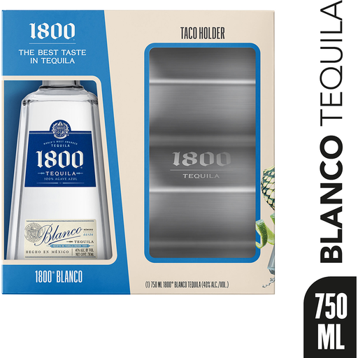 1800 Tequila Blanco + Taco Holder 750 Ml - VAP/Gift Pack