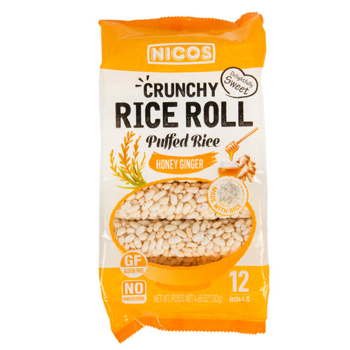 Nicos Crunch Rice Roll Honey Ginger 4.65oz 12ct. -- 6 Per Case