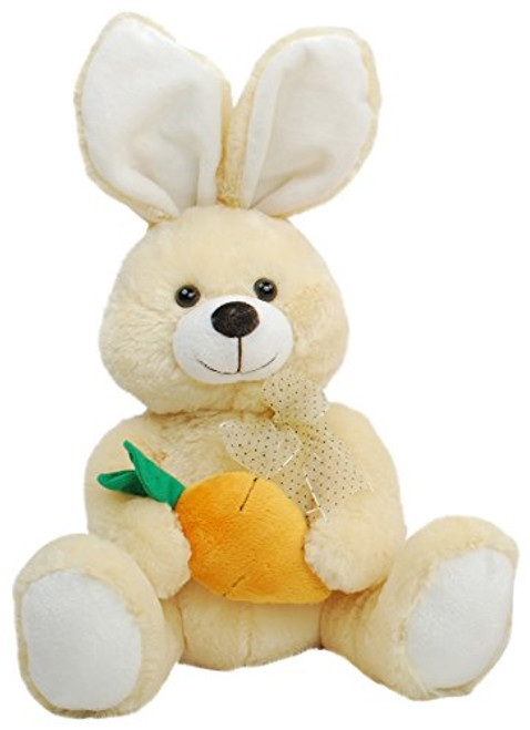 Linzy Plush Bandit Bunny With Carrot, Brown 10"