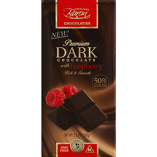 Baron Chocolatier Excellent Dark Chocolate, Premium, With Raspberry
