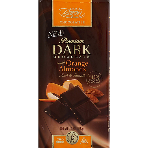 Excellent Baron Dark Chocolate, Premium, With Orange Almonds