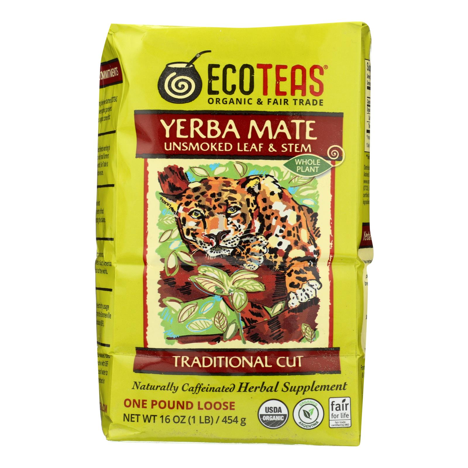 Ecoteas Organic Loose Yerba Mate Traditional Cut Case Of 6 1 Lb