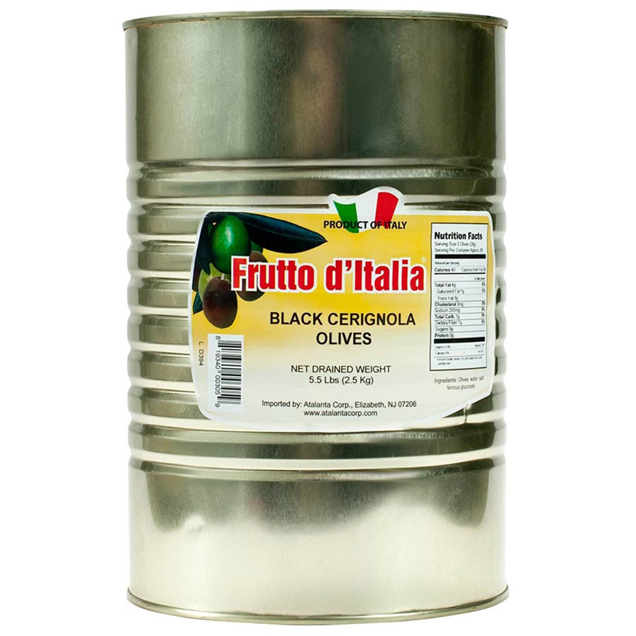 Large Black Cerignola Olives - 1 Can - 5.5 Lbs