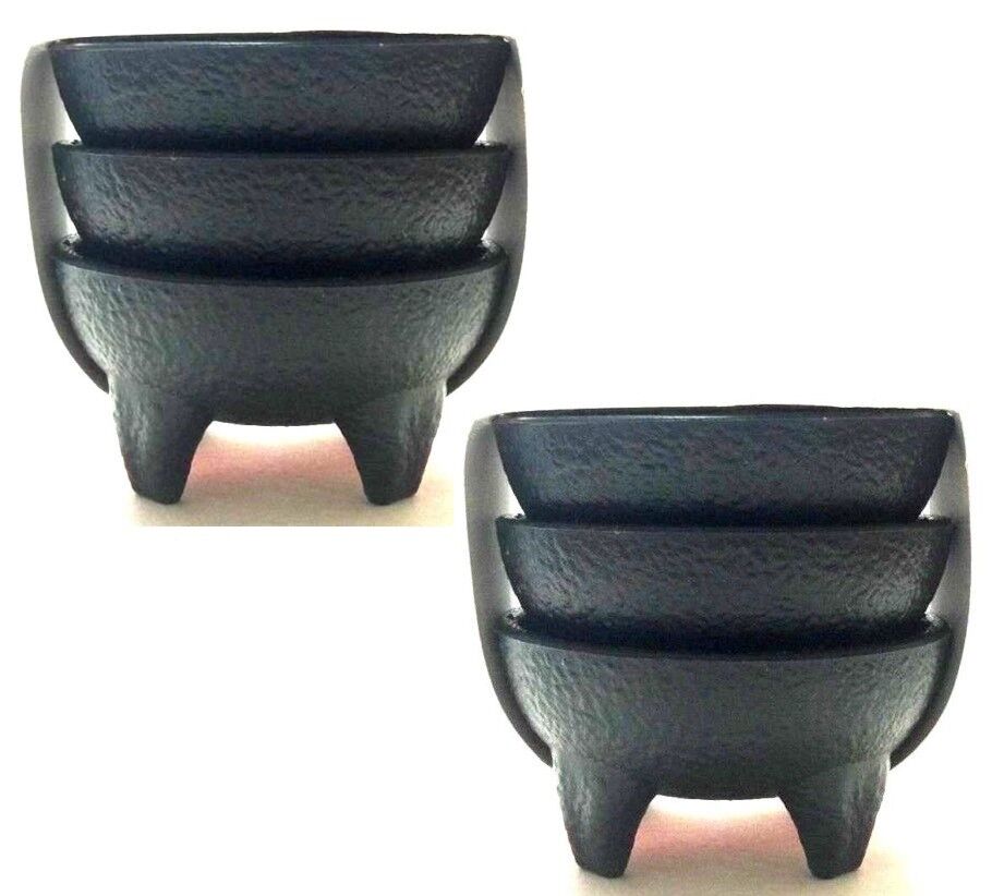 La Mexicana 3x Salsa Bowls Plastic Mexican Molcajete Chips Guacamole Serving Dish Salceros