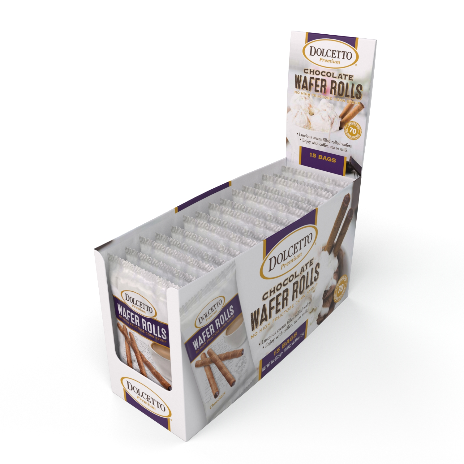 Dolcetto Chocolate Rolled Wafers 3 Oz Canister - 12ct Case