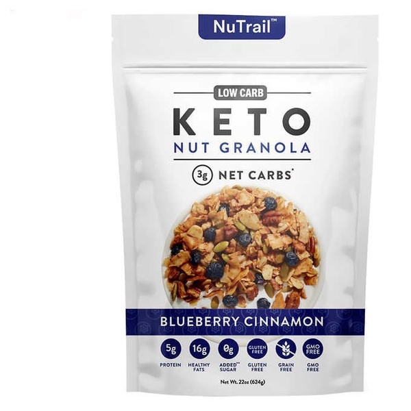 Low Karb NuTrail, Keto Blueberry Nut Granola Healthy Breakfast Cereal, 3g Net Carbs, 1.37lb