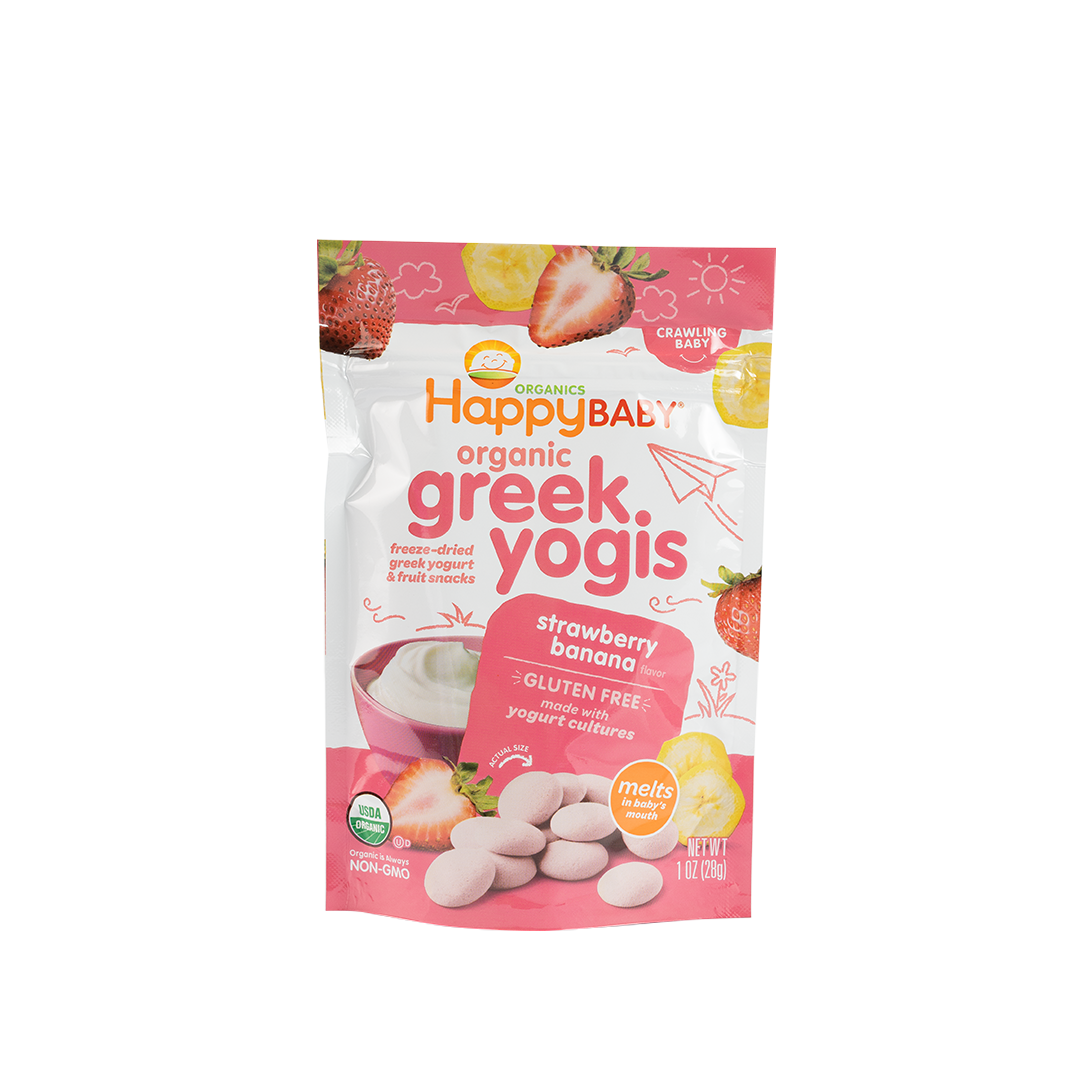 HappyBaby Family Organic Yogis Strawberry Banana Freeze Dried Greek Yogurt & Fruit Snacks - 1oz