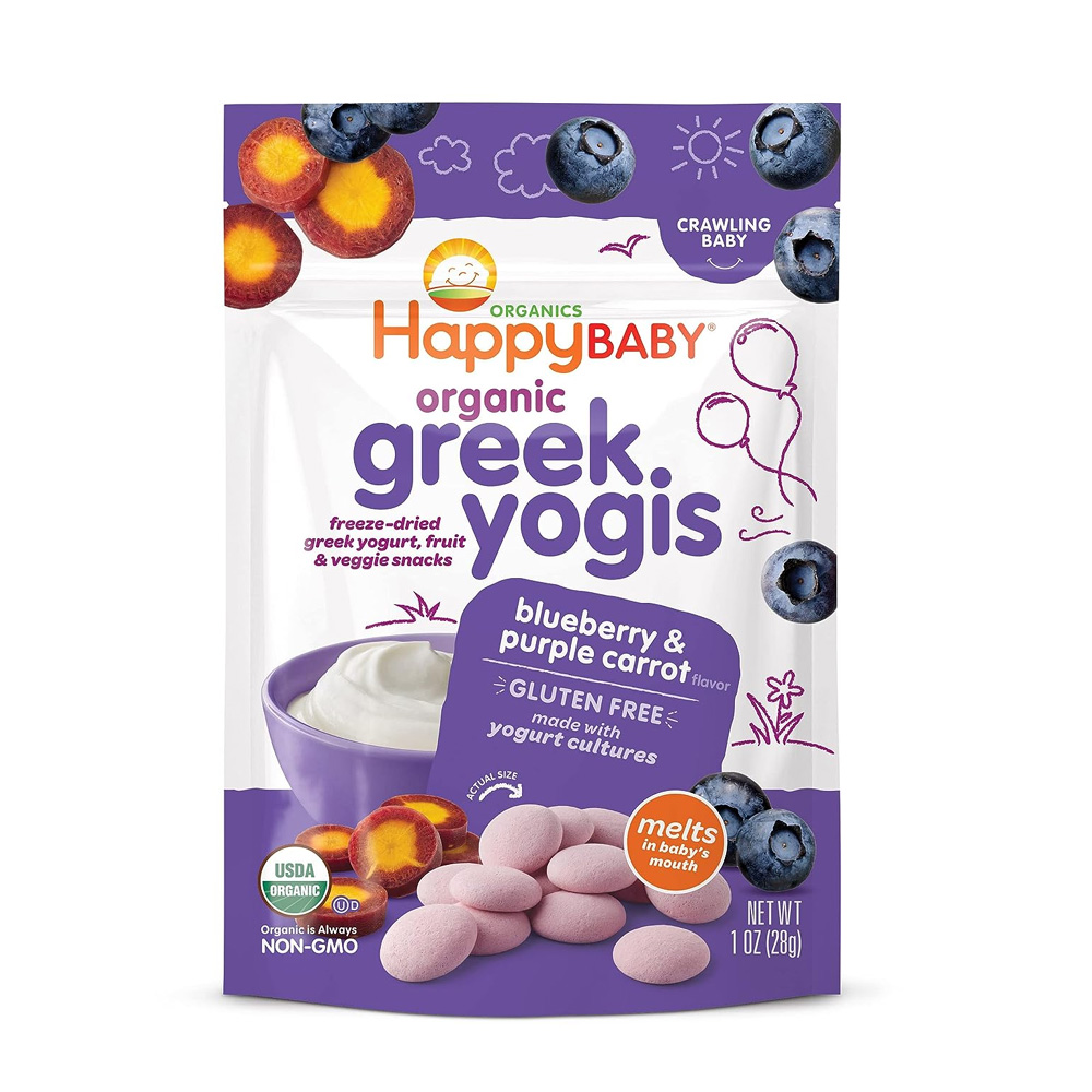 HappyBaby Yogis Greek Yogurt Snacks, Organic Blueberry And Purple Carrot, 1 Ounce