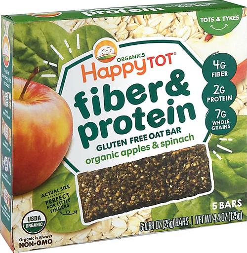 Happy Tot Organics Soft Baked Oat Bar Apples & Spinach - 4.4 Oz