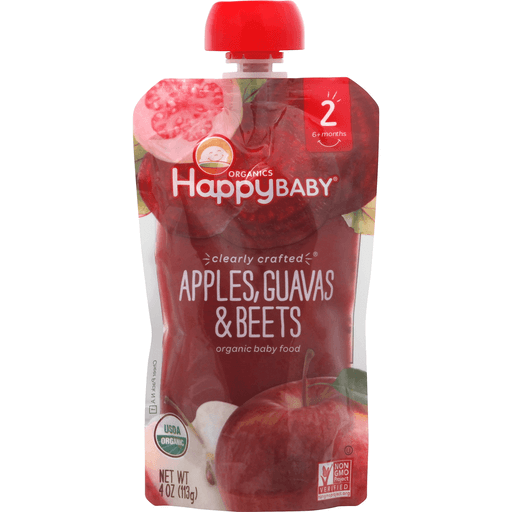 Happy Baby Clearly Crafted Organic Stage 2 Apples, Guavas & Beets Food 4 Oz. Pouch