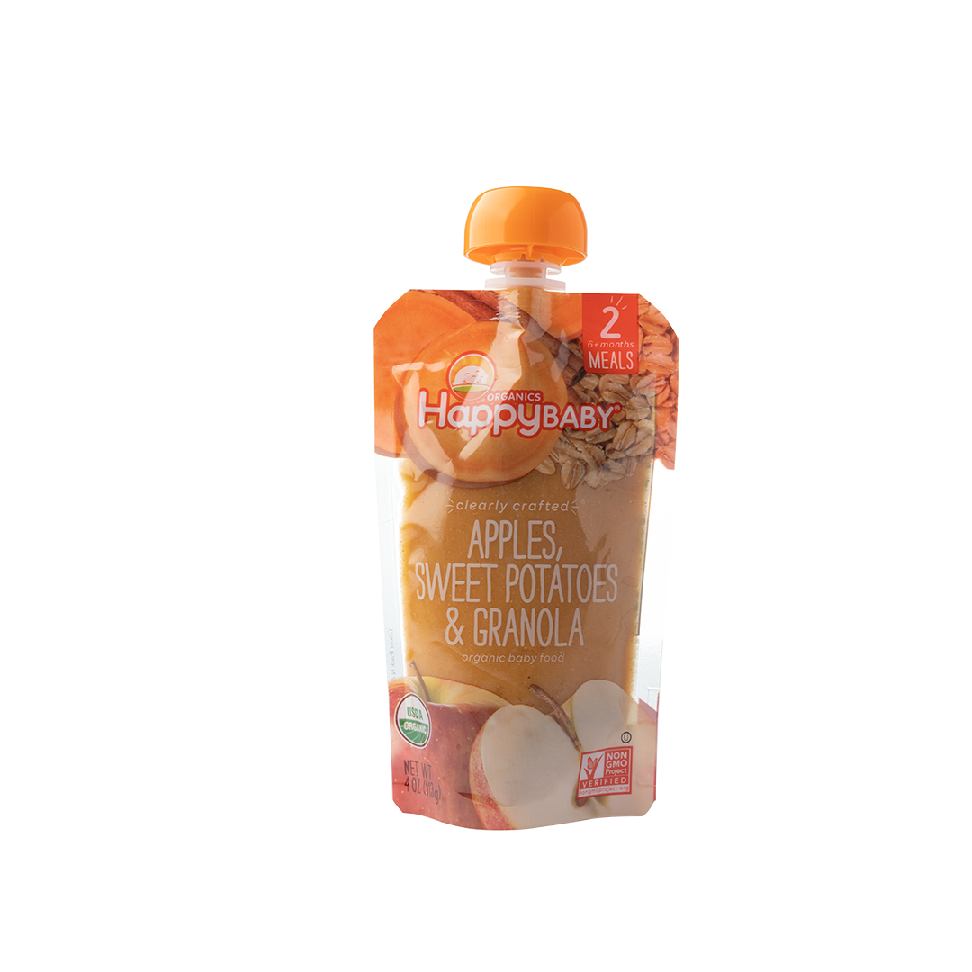 Happy Baby Organics Apples, Sweet Potatoes & Granola Organic Food, Stage 2, 4 Oz