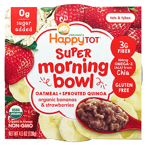 Happy Tot Super Morning Bowl, Bananas, Strawberries & Chia - 4.5oz