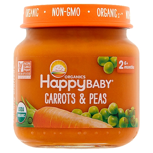 HappyBaby Clearly Crafted Carrots & Peas Meals Jar - 4oz