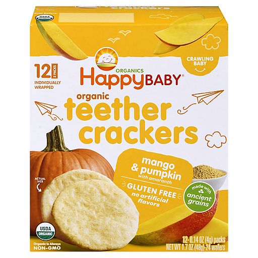 Happy Baby Organics Organic 12 Pack Crawling Mango & Pumpkin With Amaranth Teether Crackers