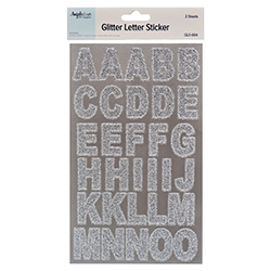 Angels Craft Letter Sticker 2 Sheet Silver Glitter