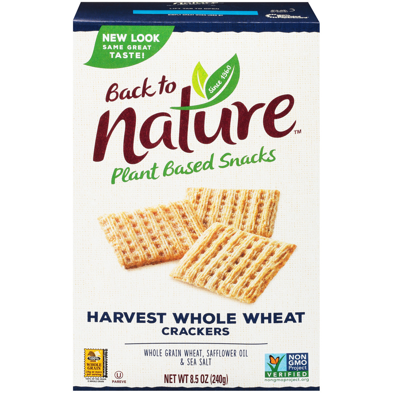 Back To Nature Plant Based Snacks Harvest Whole Wheat Crackers 8.5 Oz. Box