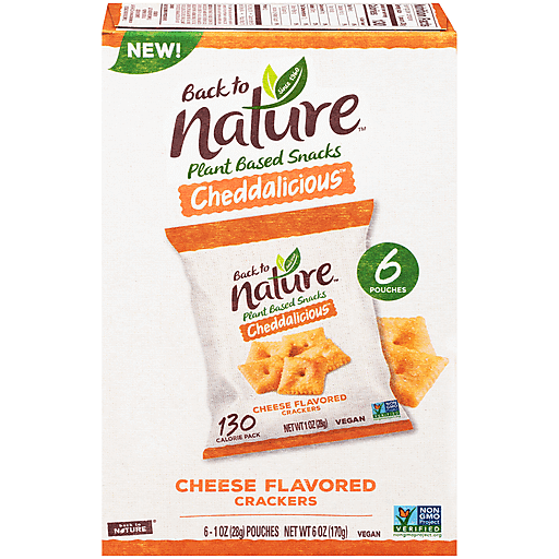 Back To Nature Crackers, Crispy Cheddar, 8 Pouches, 1 Oz (28 G) Each