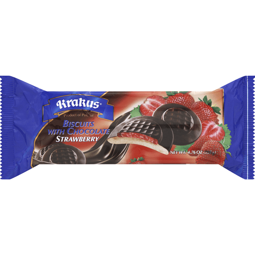Krakus Biscuits, With Chocolate, Strawberry
