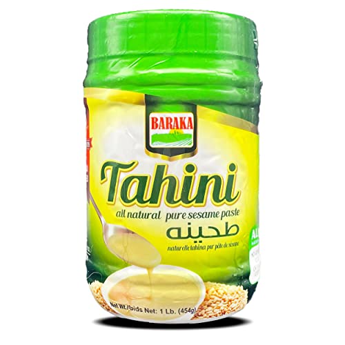Baraka Unsalted Tahini Sesame Paste 100 All Natural, No Preservatives, No Salt Added Perfect For Hummus, Middle Eastern Dips, Creamy Sauces, Mediterranean Yogurt Dressings 16 Oz