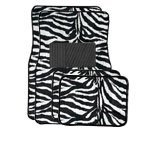 A Set Of 4 Universal Fit Animal Print Carpet Floor Mats For Cars / Truck - Zebra White Tiger