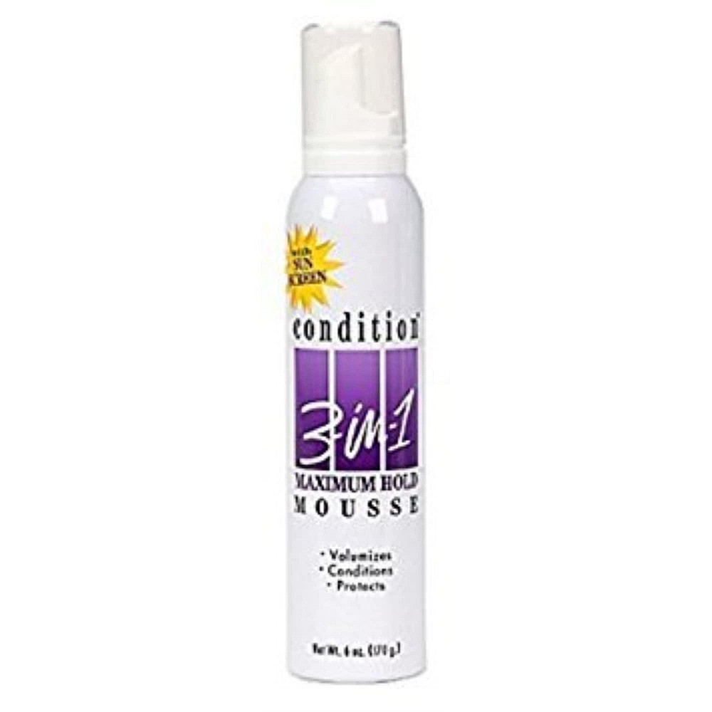 Condition 3 In 1 Maximum Hold w/Sunscreen Mousse 6 Oz. Spout-Top Can