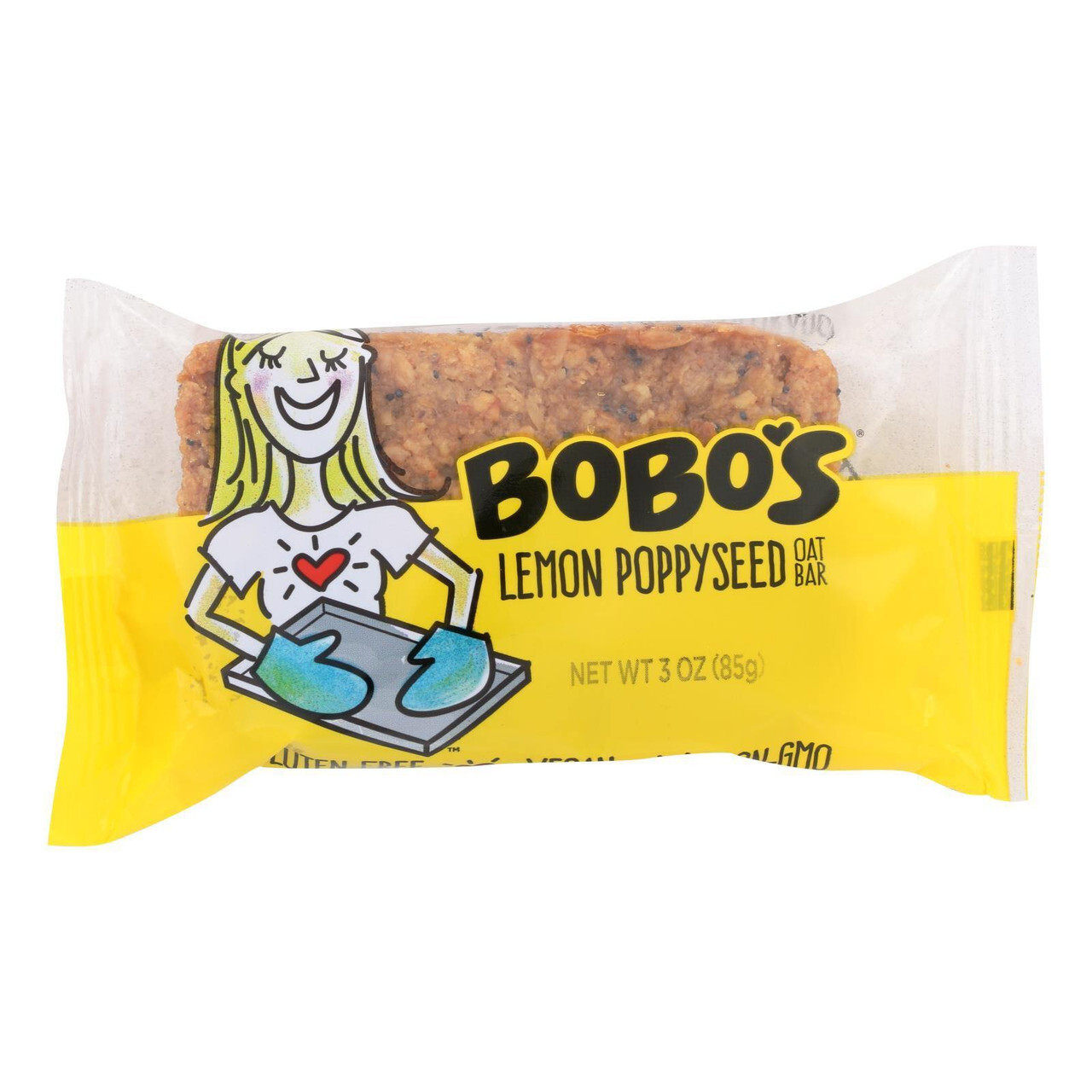 Bobo's All Natural - Gluten Free - Lemon Poppyseed - 3 Oz.. Bars - Case Of 12