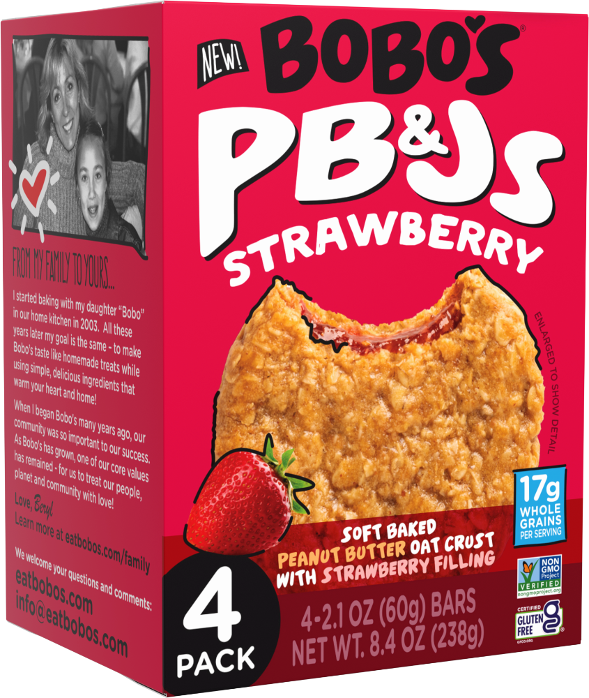 Bobo's PB&Js, Strawberry, 4 Pack, Soft Baked