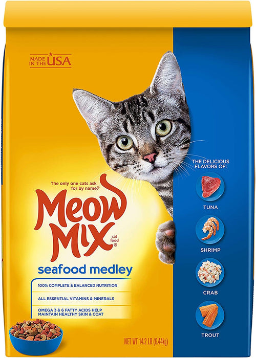 Meow Mix Seafood Medley Dry Cat Food , 14.2 Lbs