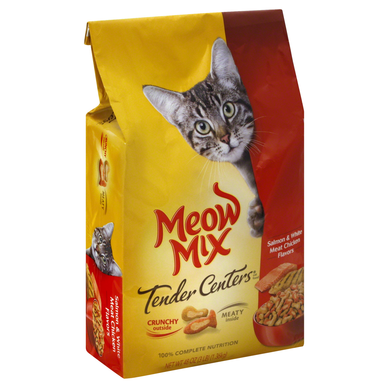 Meow Mix Tender Centers Salmon & White Meat Chicken Flavors Dry Cat Food 3-Pound
