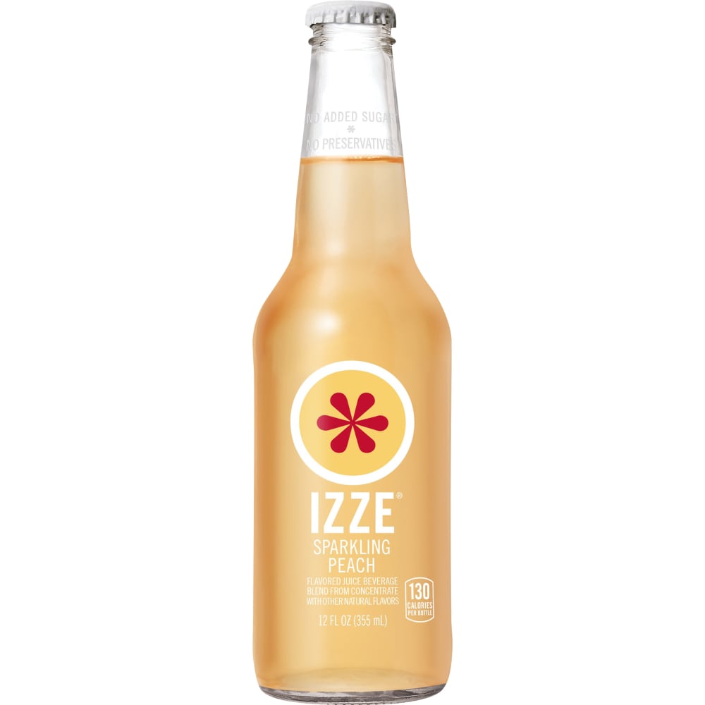 Izze Sparkling Juice Beverage Peach Flavored 12 Fl Oz Bottle