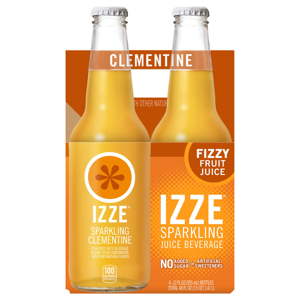 Izze Sparkling Juice Beverage Blend Clementine Flavored 12 Fl Oz 4 Count Bottle