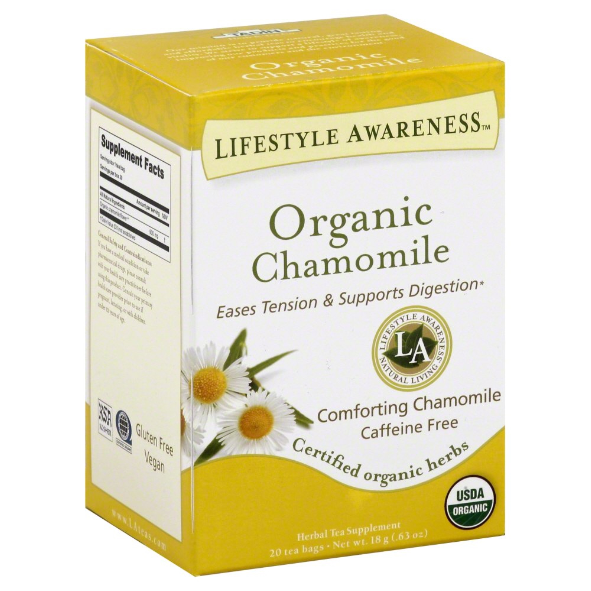 Lifestyle Awareness Herbal Tea Organic Chamomile Case Of 6 20 Bags