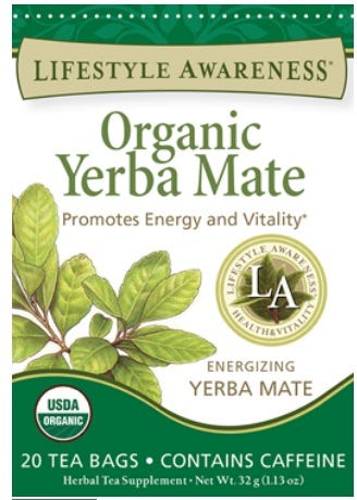 Lifestyle Awareness Organic Yerba Mate Tea, 20 Tea Bags Per Pack -- 6 Per Case