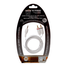 Stereo Cable 6ft 3.5mm Plug To 2 Rca Plug Wht Clr #03-tp286wn