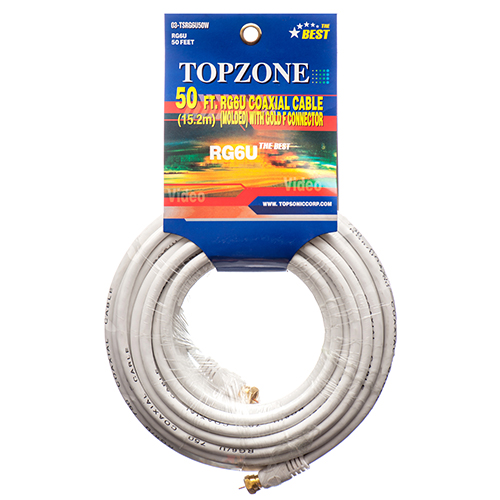 Video Cable 50ft Coaxial White -rg6u