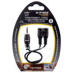 HnF shop Stereo Y Cable 4" 1 Plug To 2 Jack #03-tp180g