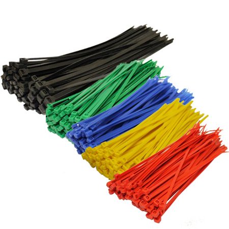 Topzone Assorted Color Nylon Cable Zip Ties Self Locking, 250-Piece