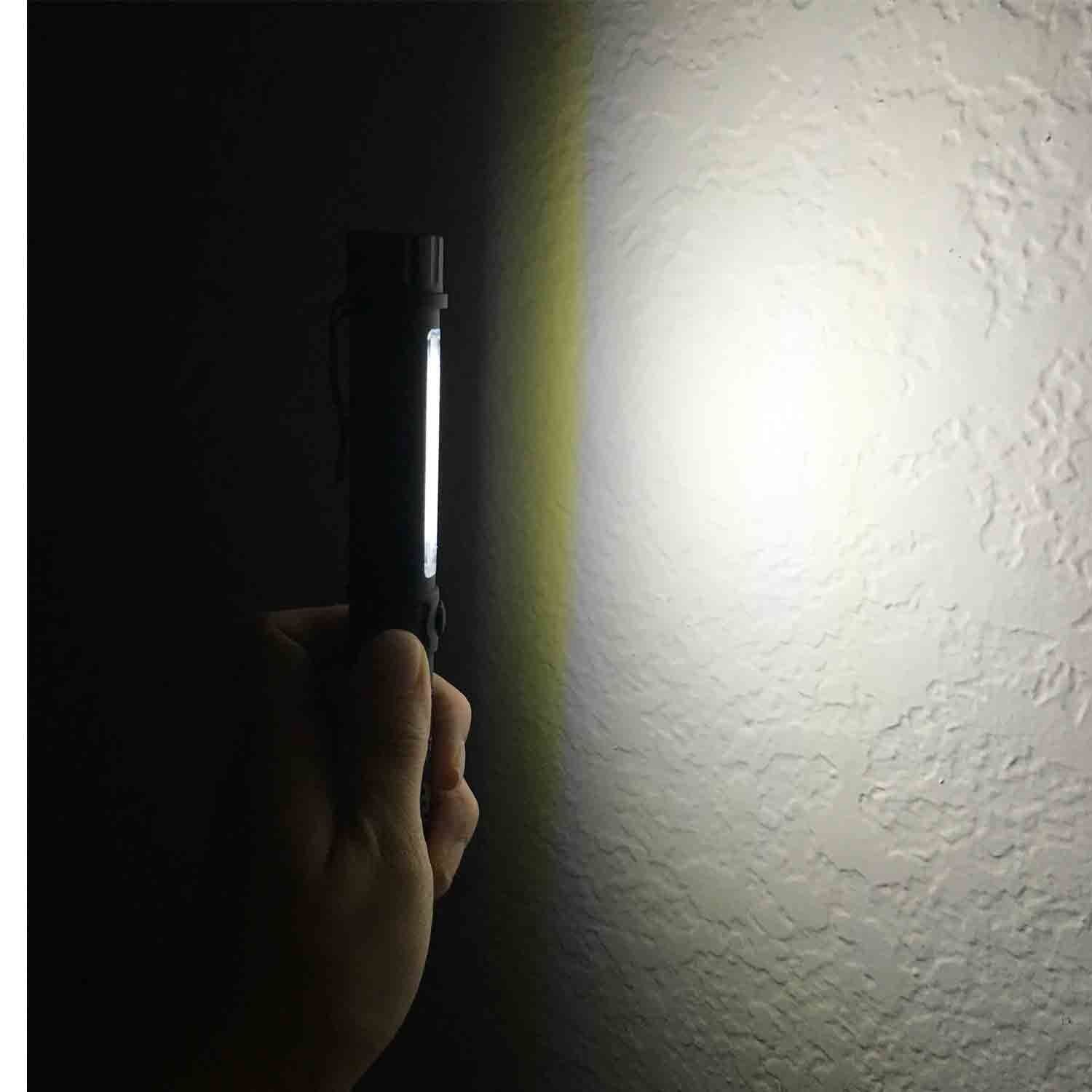 2x COB LED Pocket Pen Inspection Work Light Magnetic Flashlight Torch With Clip