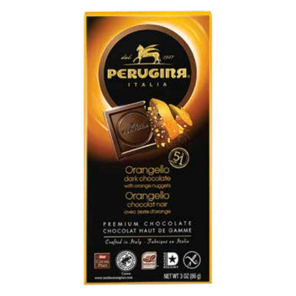 Perugina Orangello Dark Chocolate With Orange Nuggets 3 Oz Bar