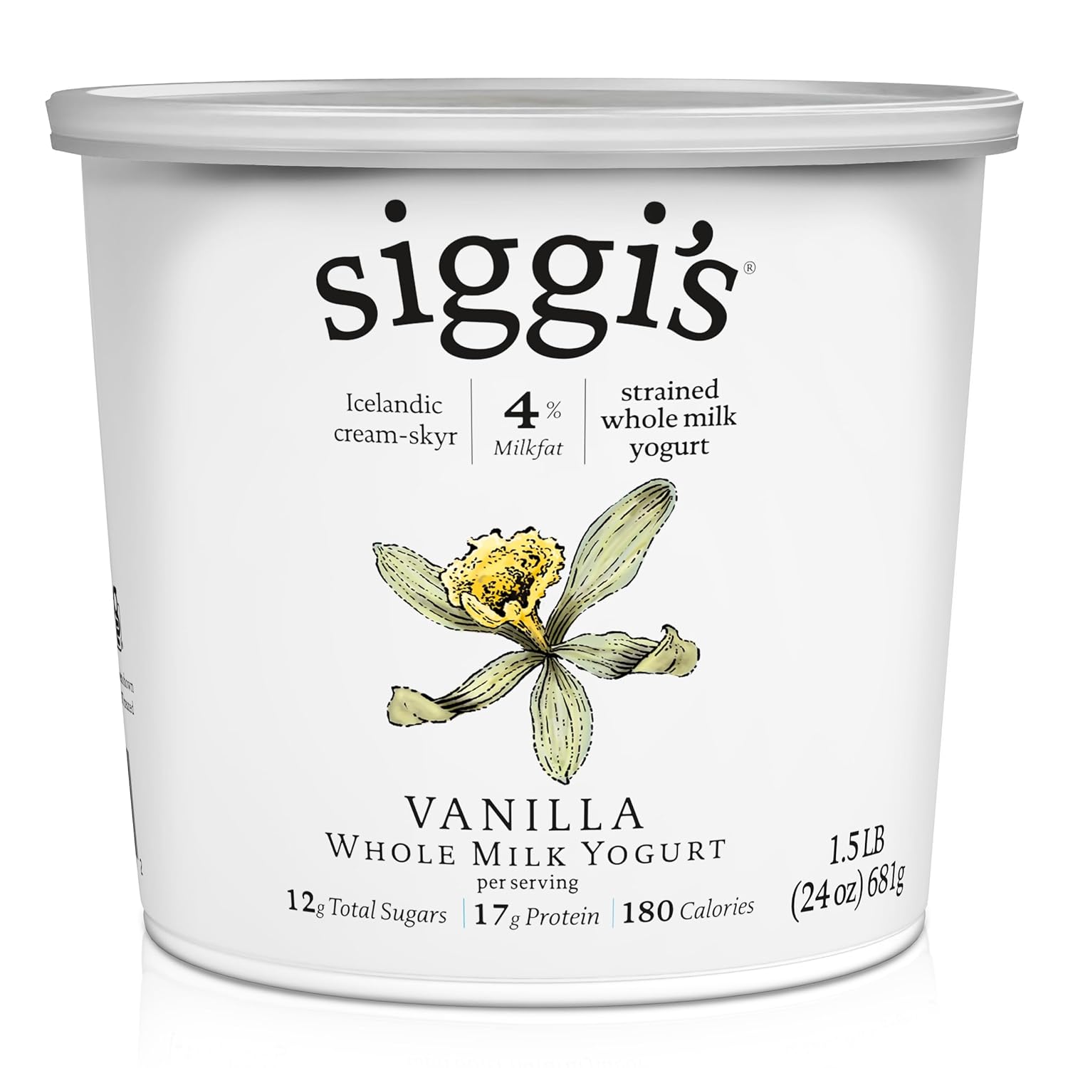 Siggi's Icelandic Strained Whole Milk Yogurt, Vanilla, 24 Oz. – Thick, Protein-Rich Yogurt Snack