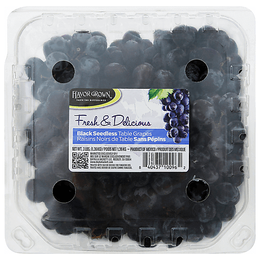 Flavor Grown Table Grapes, Black, Seedless, Fresh & Delicious 3 Lb