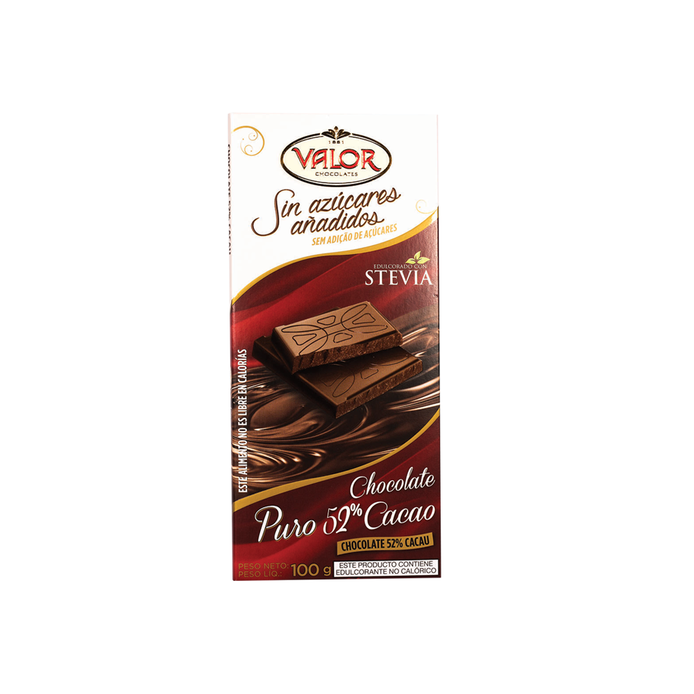 Valor Chocolate Puro Sin Azucar 100 Gr