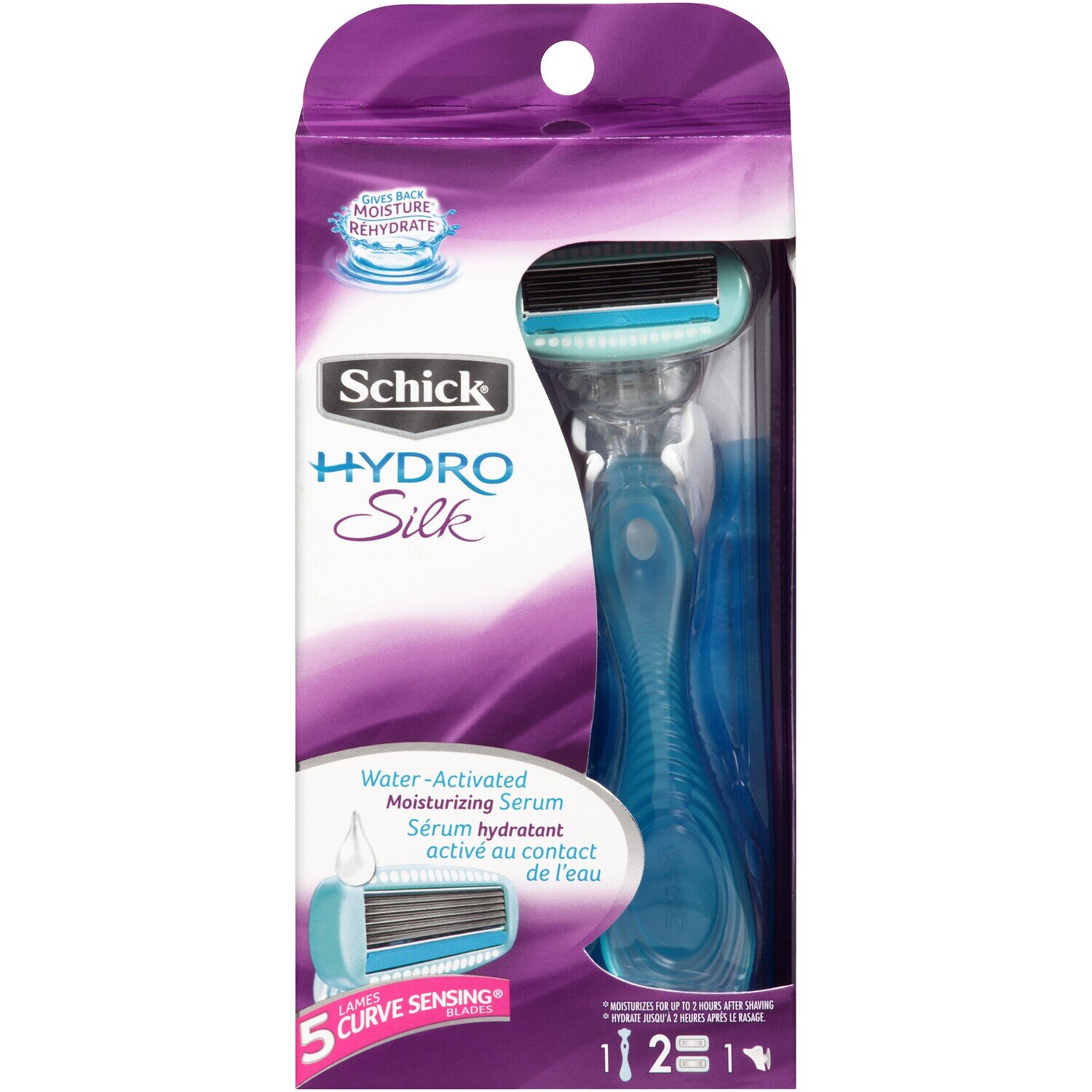 Schick Hydro Silk Moisture Care Women's Razor, 1 Handle And 2 Refills