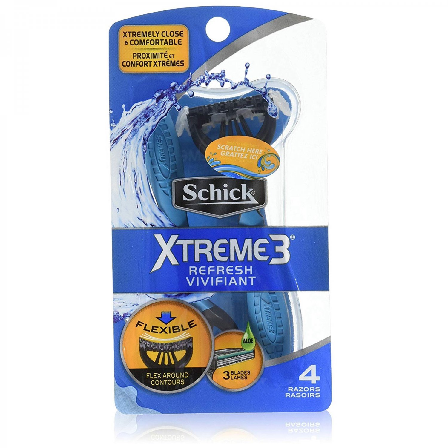 Schick Xtreme 3 Refresh Scented Handle Disposable Razors 4 Ct Carded Pack