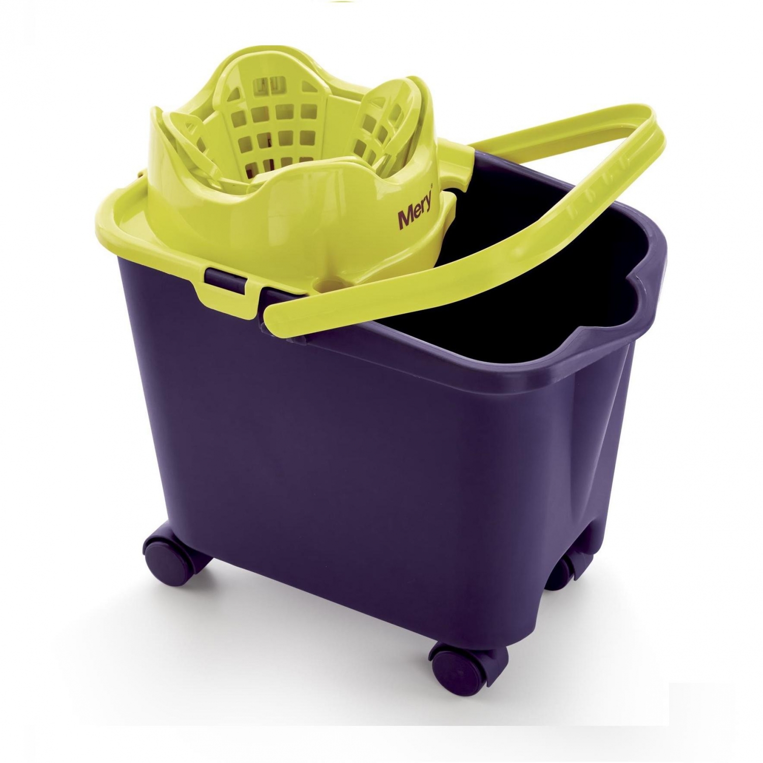 Rayen Rectangular Bucket On Wheels 14 Ltr With Mery Squeezer