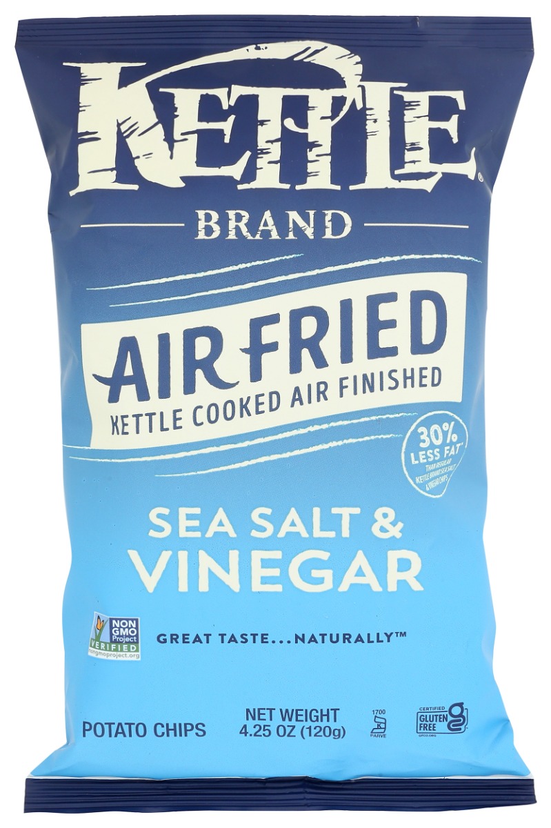 Kettle Brand Potato Chips, Sea Salt & Vinegar, Air Fried 4.25 Oz
