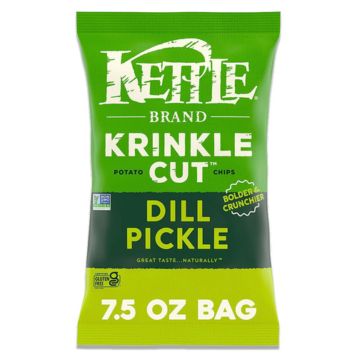 Kettle Potato Chips Dill Pickle Krinkle Cut