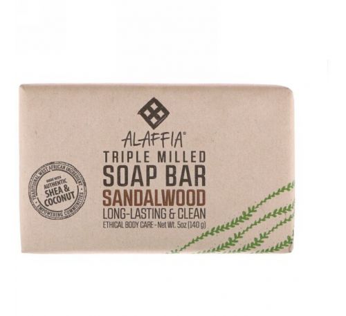 Alaffia (Алаффия) Triple Milled Shea Butter Soap, Sandalwood Ylang Ylang- 5 Oz
